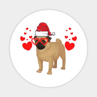 Santa Hat-Wearing Pug Dog Funny Christmas Holiday Magnet